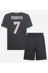 AC Milan Alvaro Morata #7 Babyklær Tredje Fotballdrakt til barn 2024-25 Korte ermer (+ Korte bukser)